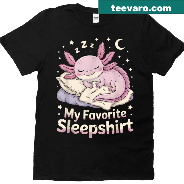 Cute Axolotl graphic on kids' sleepshirt T-shirt.