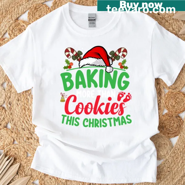 Funny baking-themed text on a Christmas t-shirt