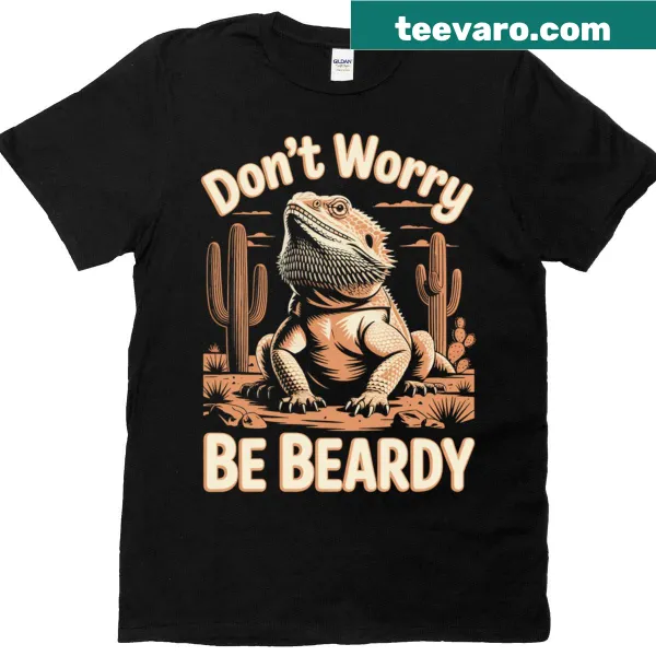 Whimsical illustration of a bearded dragon T-shirt