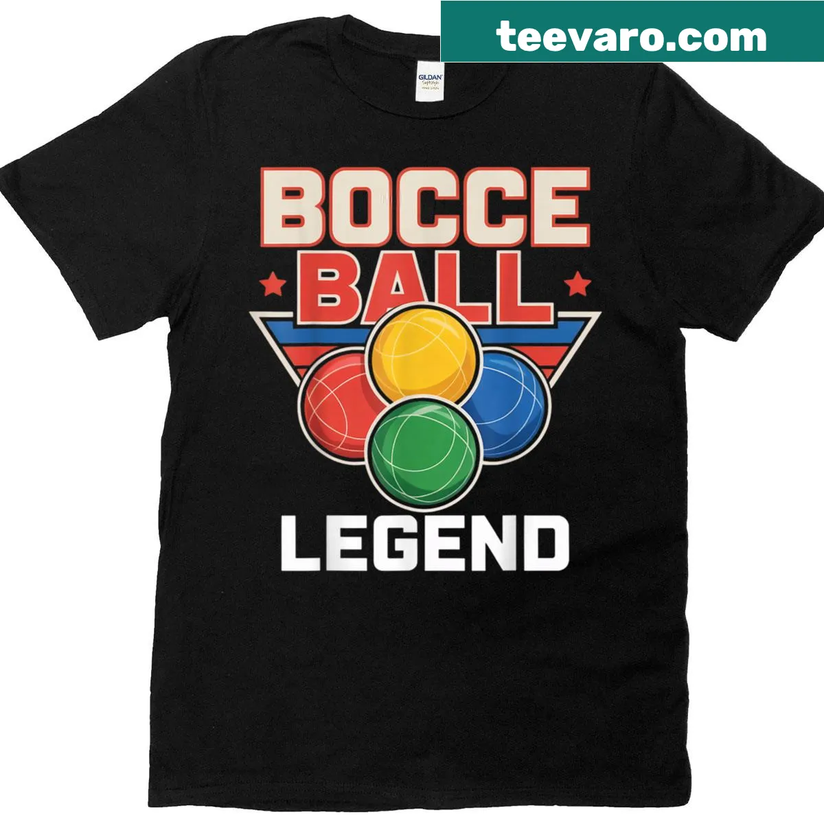 Bocce Ball Legend shirt with bold typography and game graphics — on a men's t-shirt