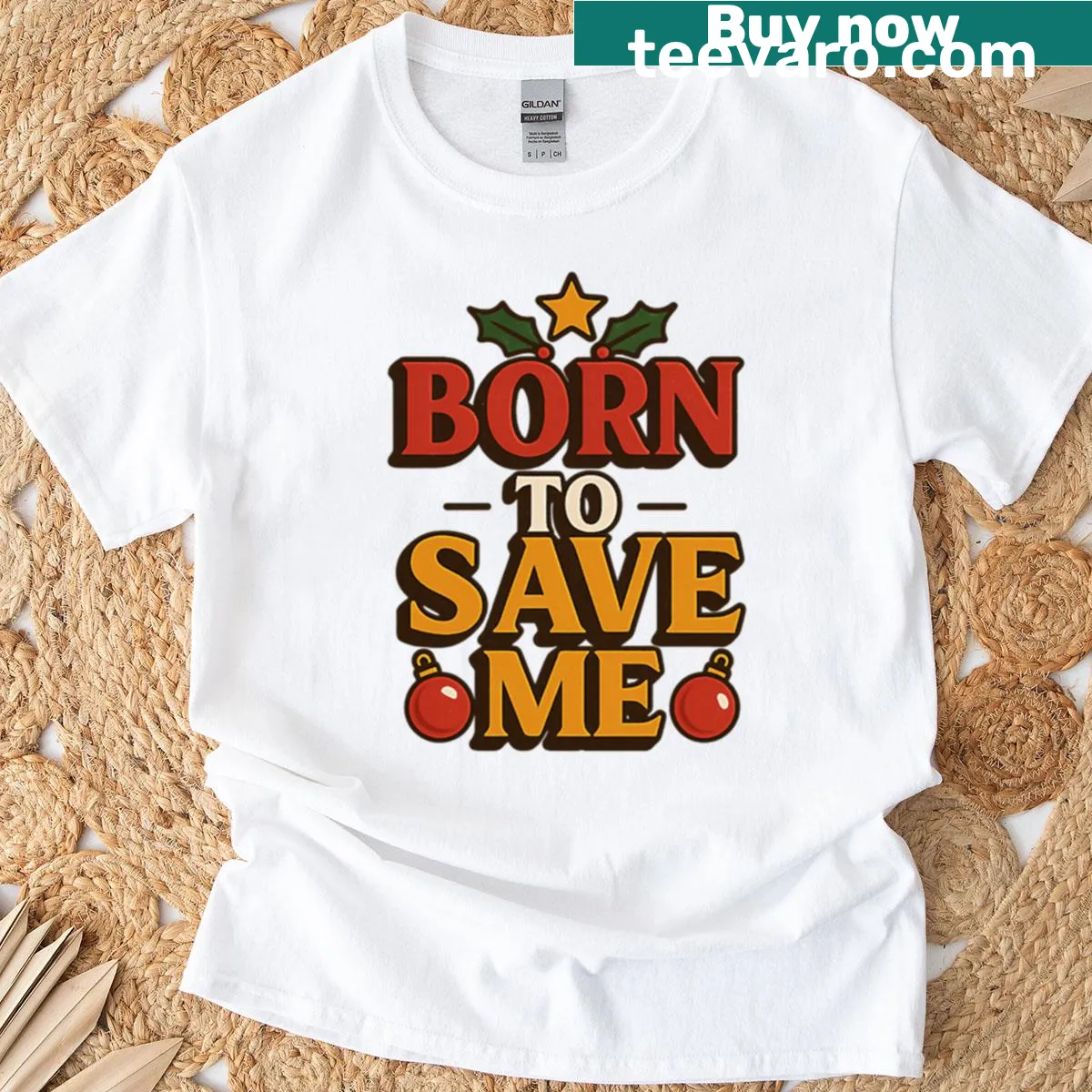 Cute t-shirt with the phrase 'Born to Save Me' celebrating pet companionship. — on a men's t-shirt