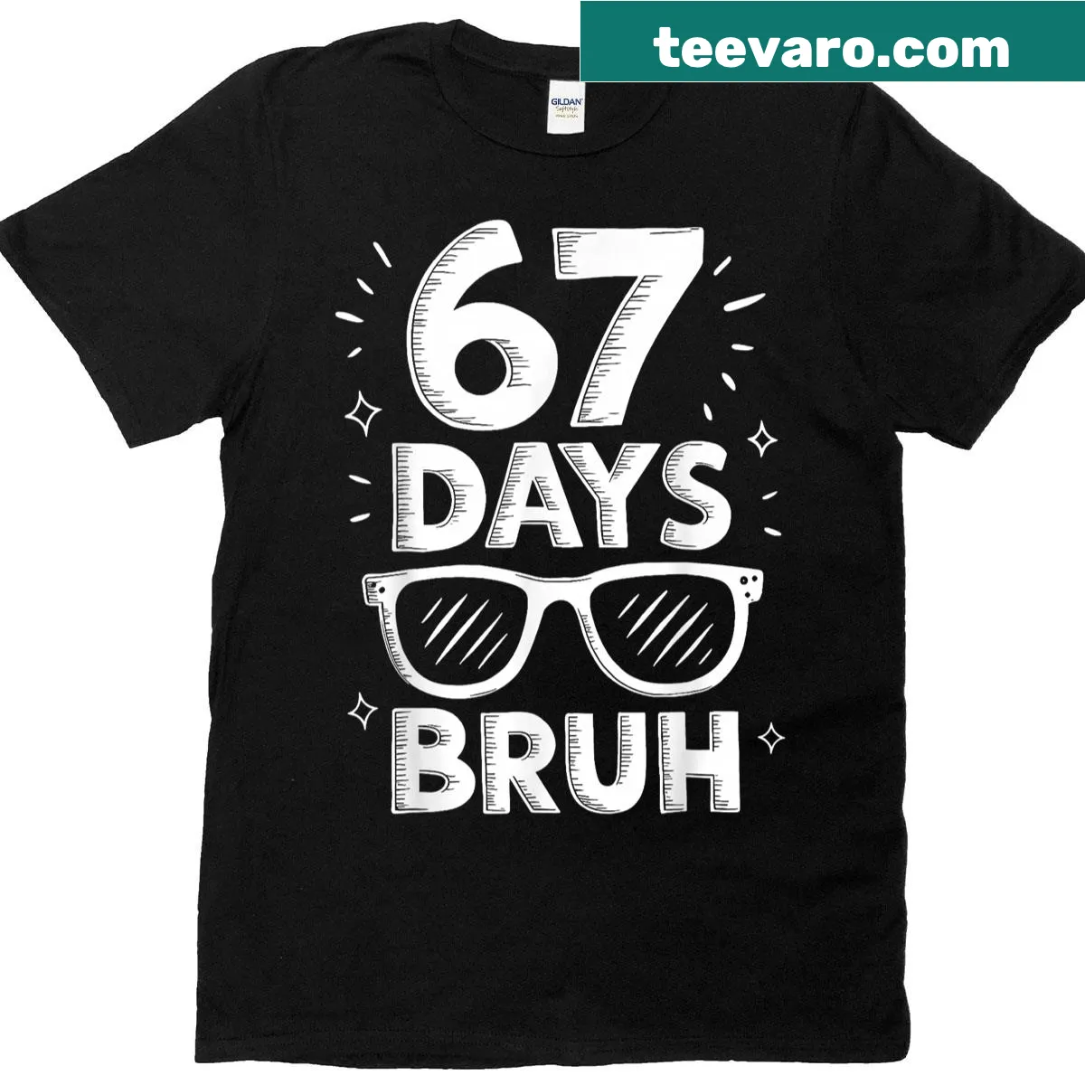 Kid's shirt with 'Bruh' and sunglasses graphic for 67th day of school — on a men's t-shirt