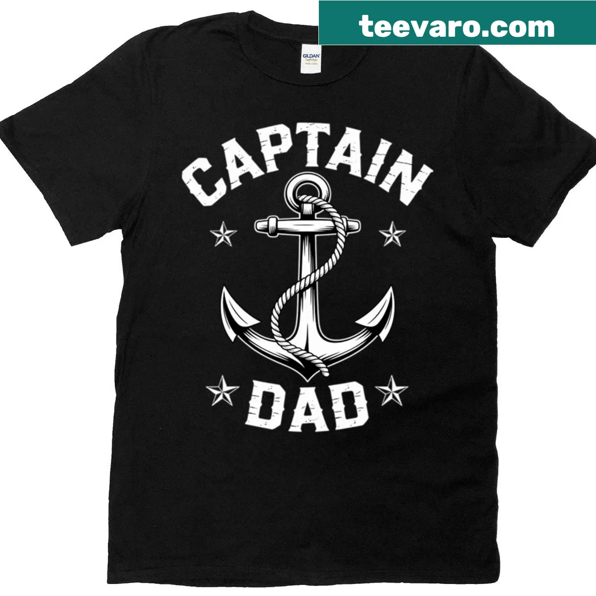 Nautical-themed shirt featuring 'Captain Dad' with an anchor illustration. — on a men's t-shirt