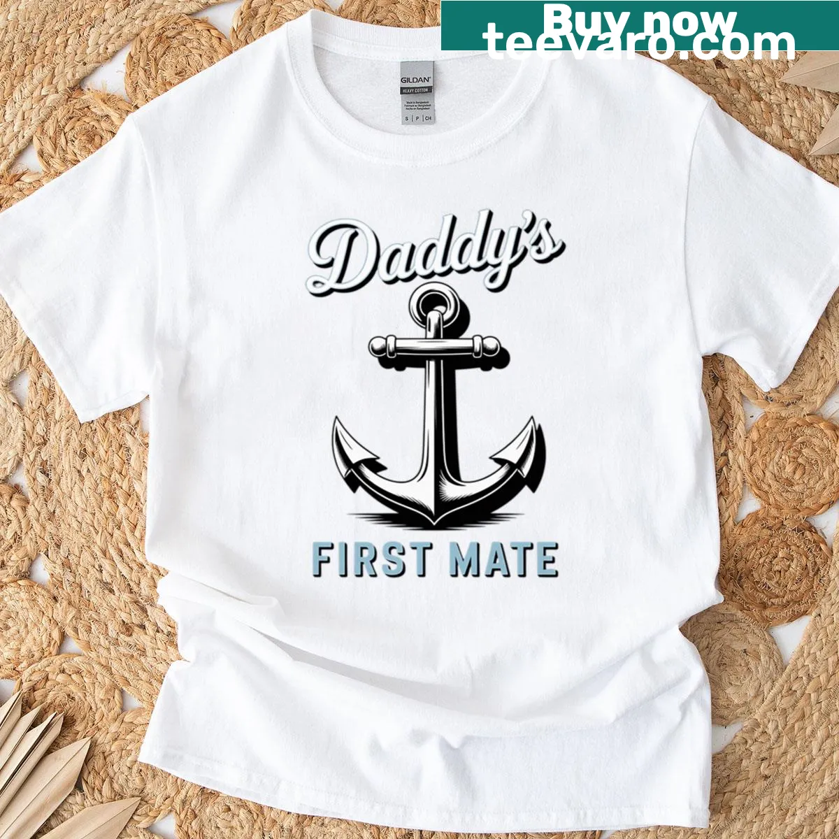 Matching Captain Dad and First Mate t-shirt for father and son — on a men's t-shirt