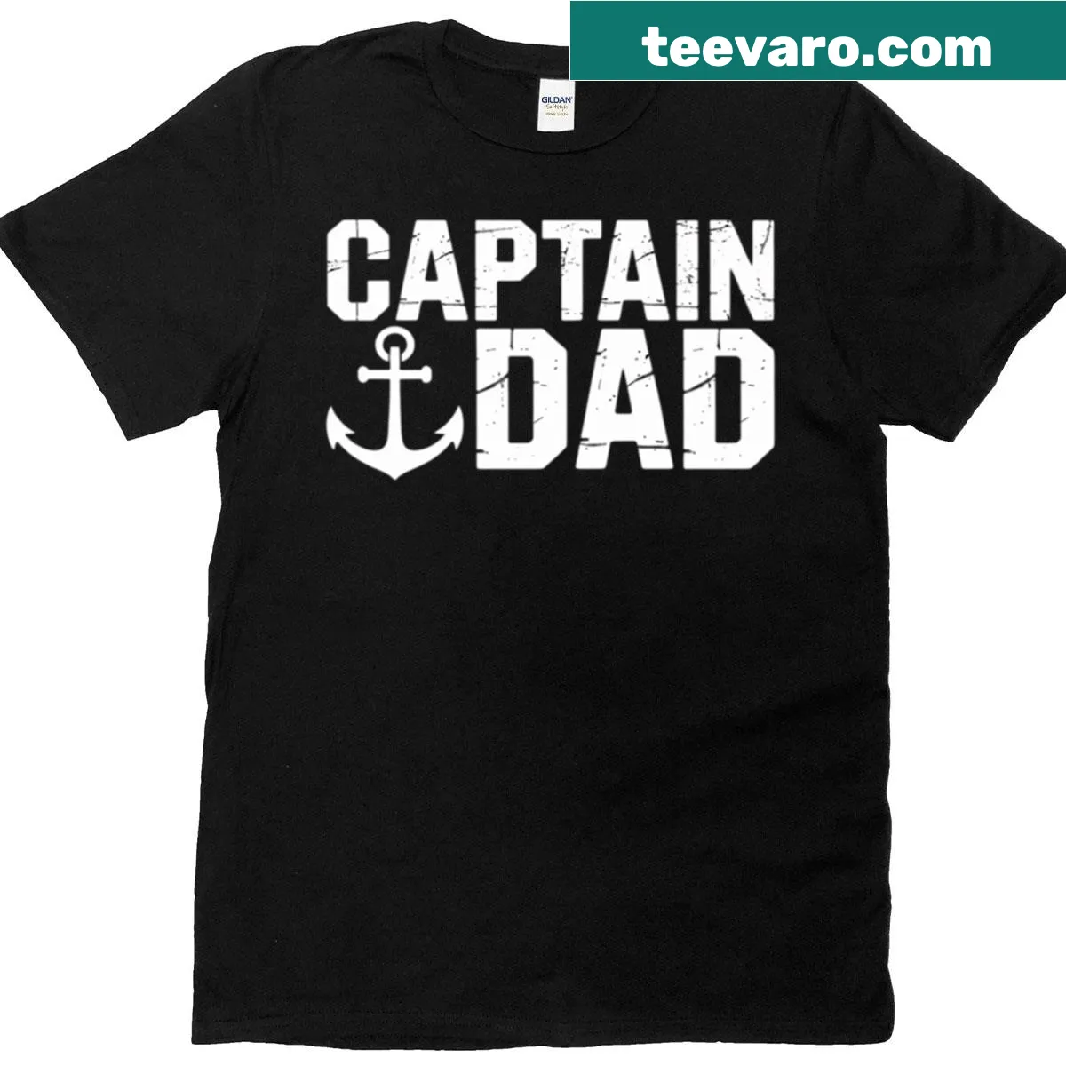 Boat anchor graphic with 'Captain Dad' text on sailing t-shirt — on a men's t-shirt
