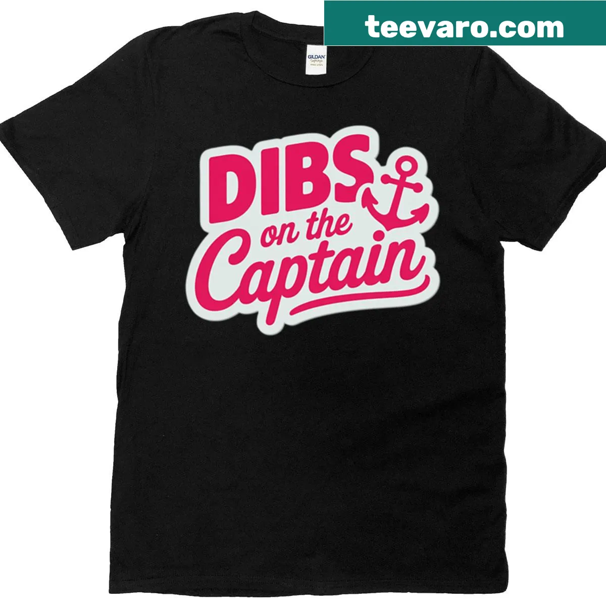 Typography t-shirt with 'Dibs On The Captain' text design — on a men's t-shirt