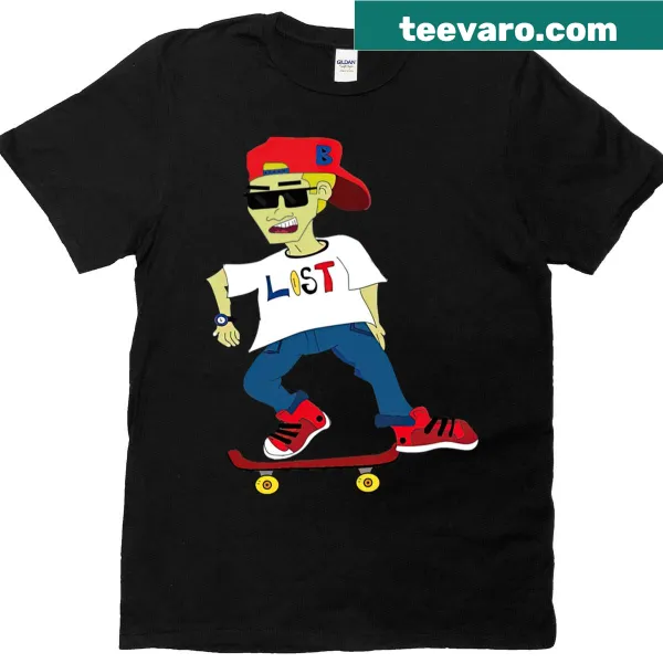 Cartoon skater boy character t-shirt in streetwear style