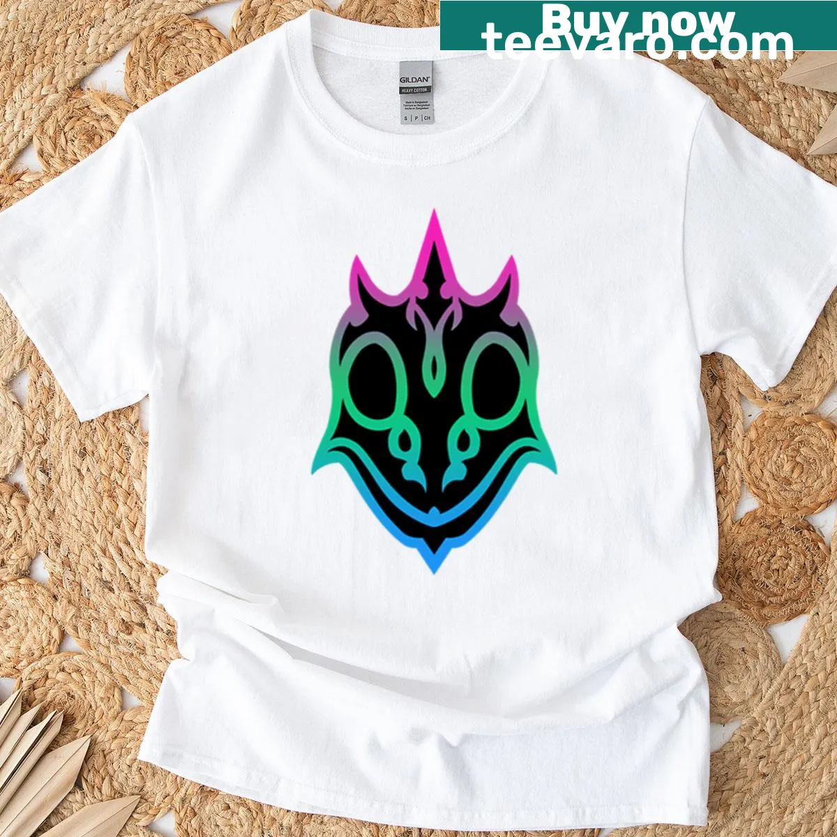 Graphic T-shirt featuring chameleon and polysexual pride design — on a men's t-shirt