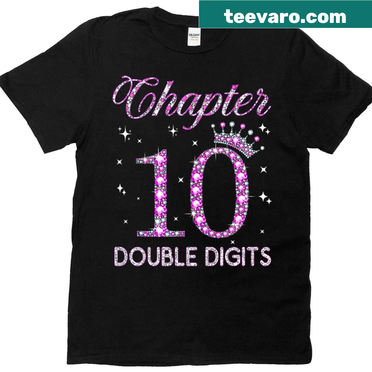 Cute pink crown design for 10th birthday girl T-shirt — on a men's t-shirt