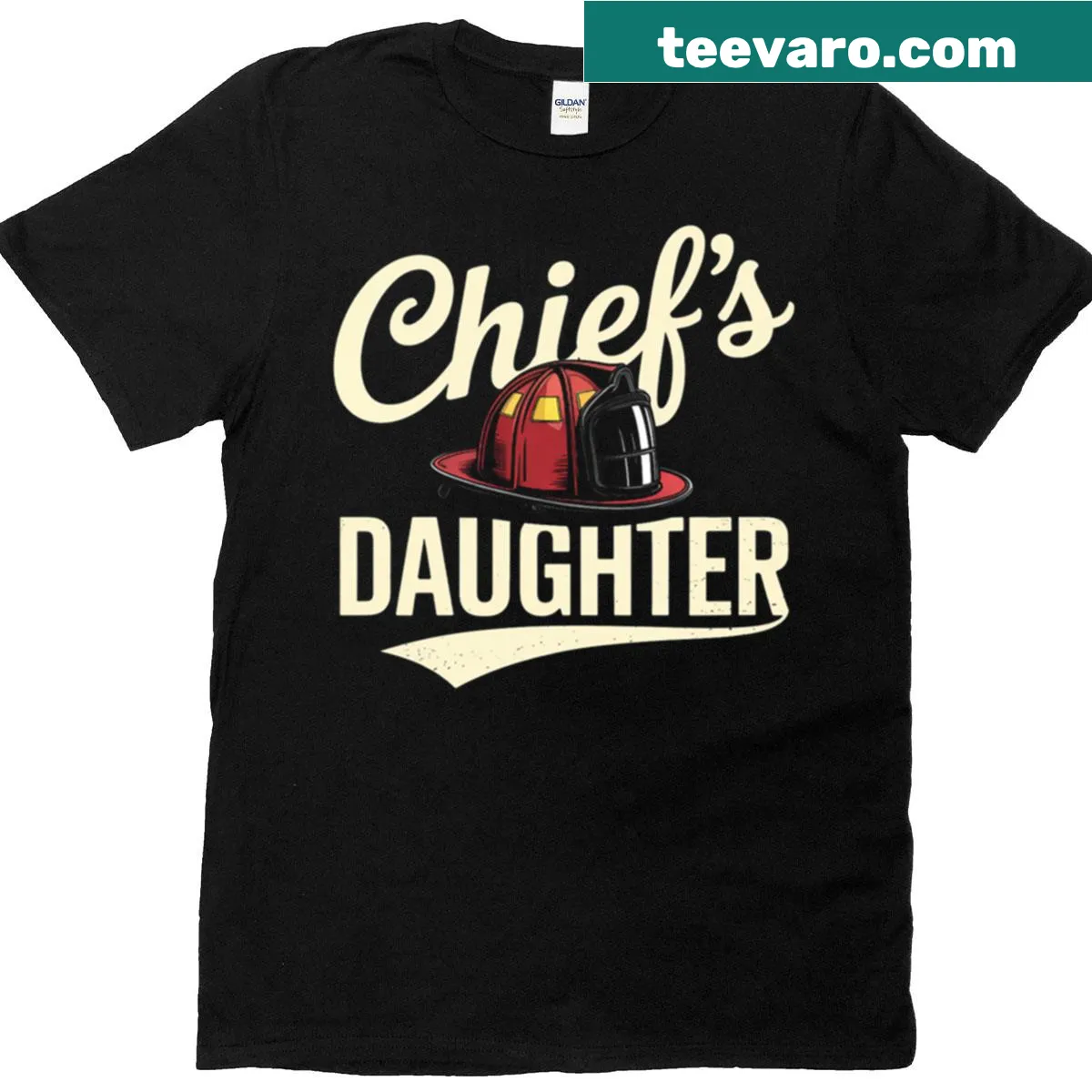 Illustrative T-shirt honoring the Chief's daughter as a firefighter. — on a men's t-shirt