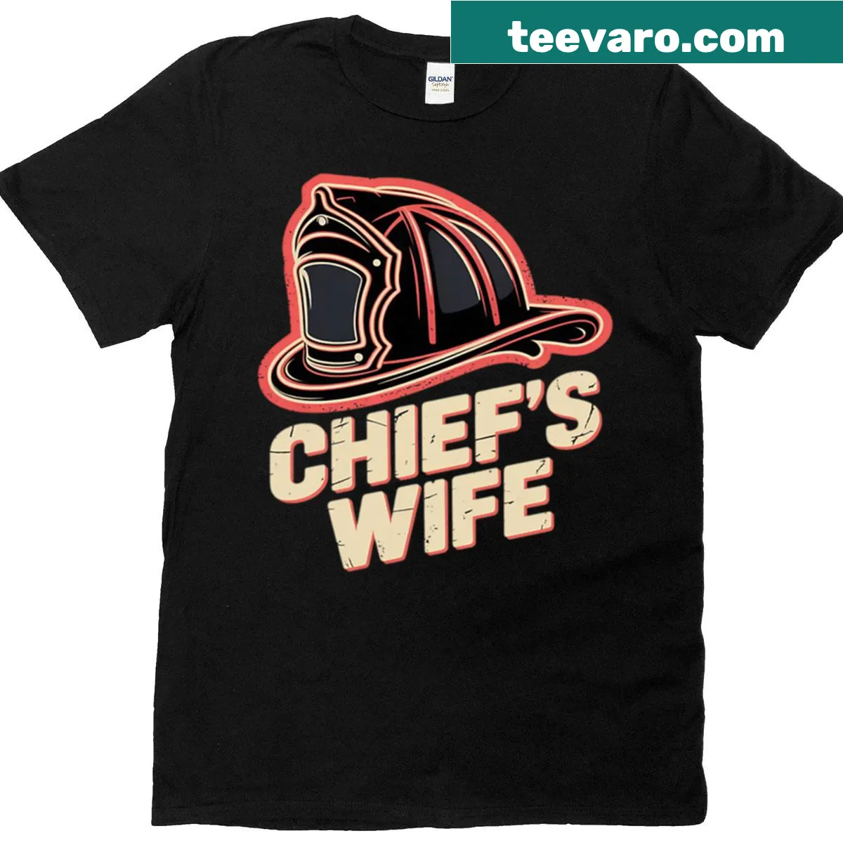T-shirt for the wife of a firefighter, featuring 'Chief's Wife' text — on a men's t-shirt