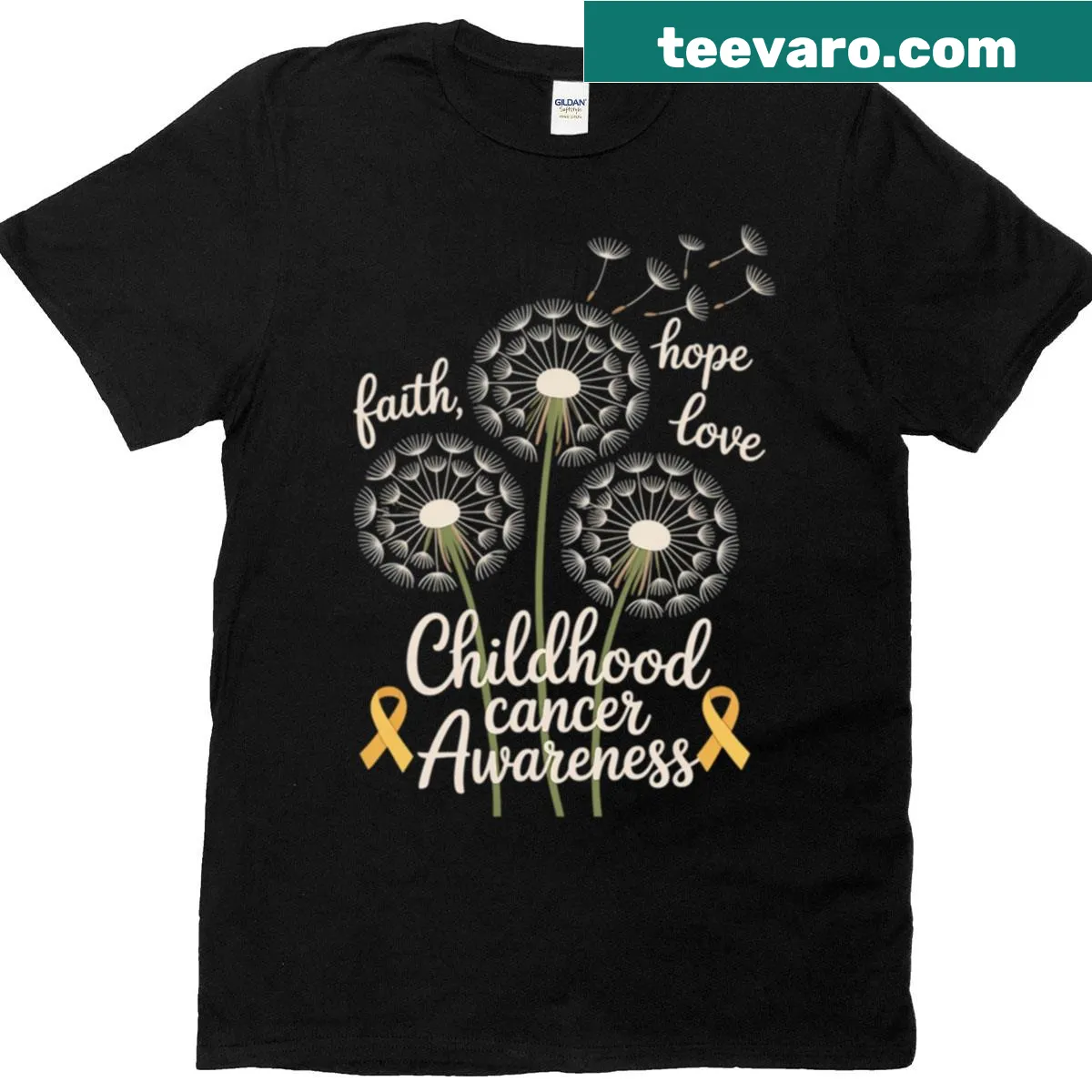 Dandelion design for childhood cancer awareness t-shirt — on a men's t-shirt