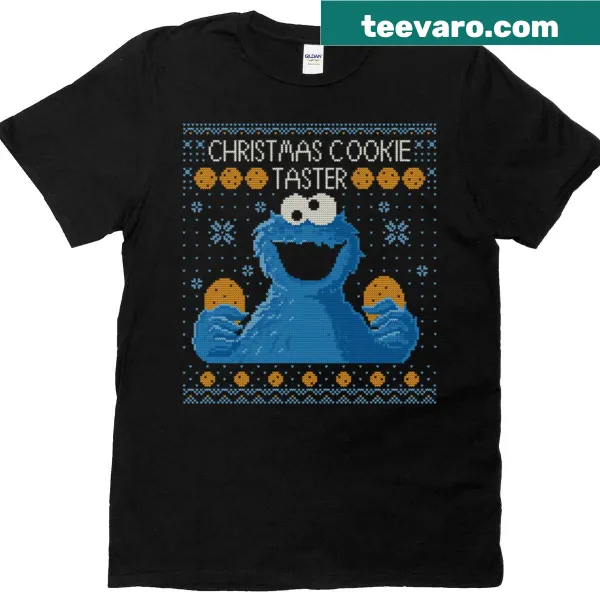 Funny Christmas shirt with cookie taster text and vintage style