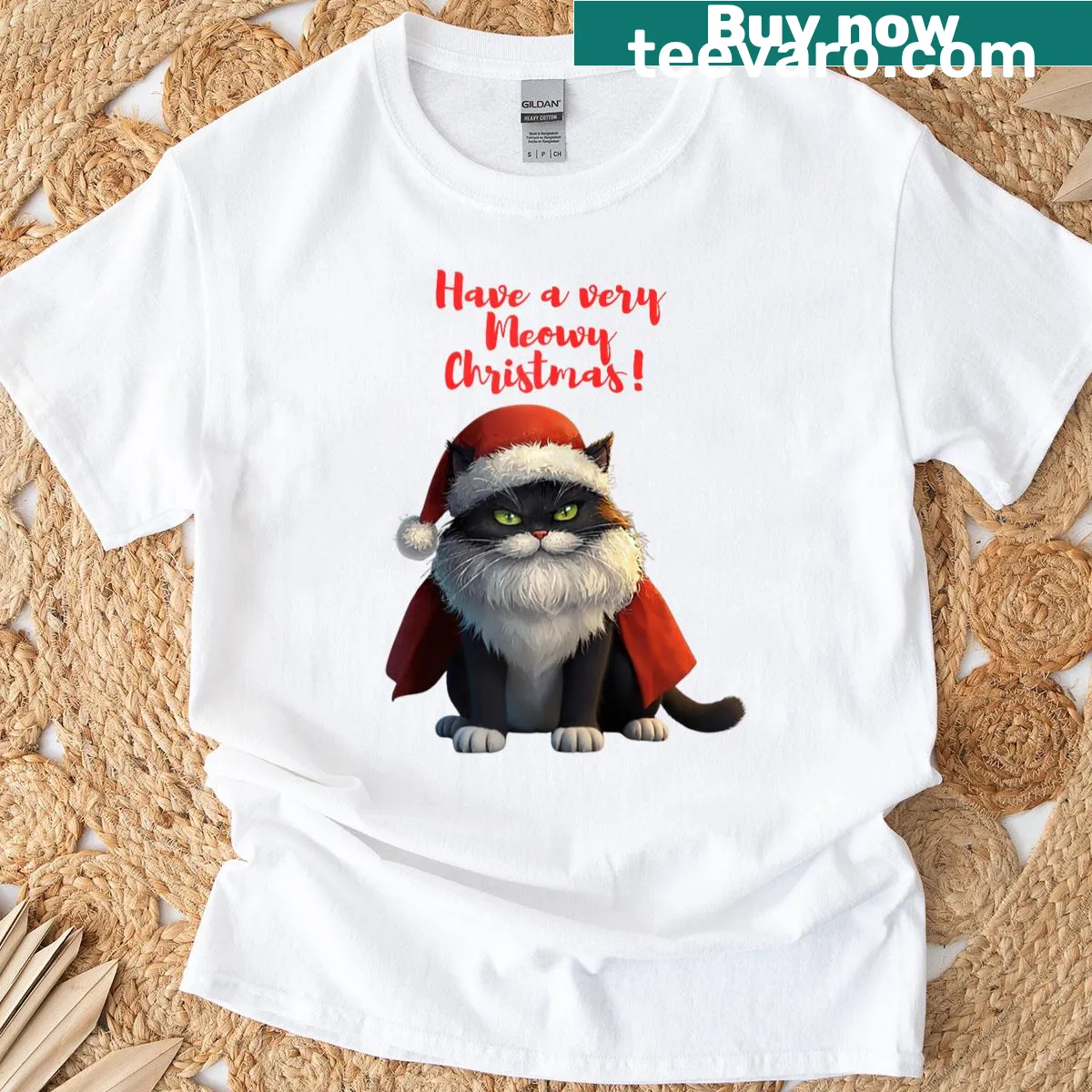 Funny cat design for Christmas — on a men's t-shirt