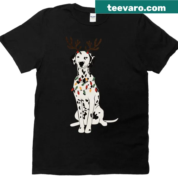 Cute Christmas Dalmatian t-shirt with reindeer antlers