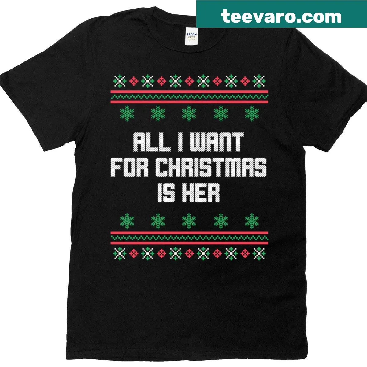 Ugly Christmas T-shirt for lesbian couples with playful text — on a men's t-shirt