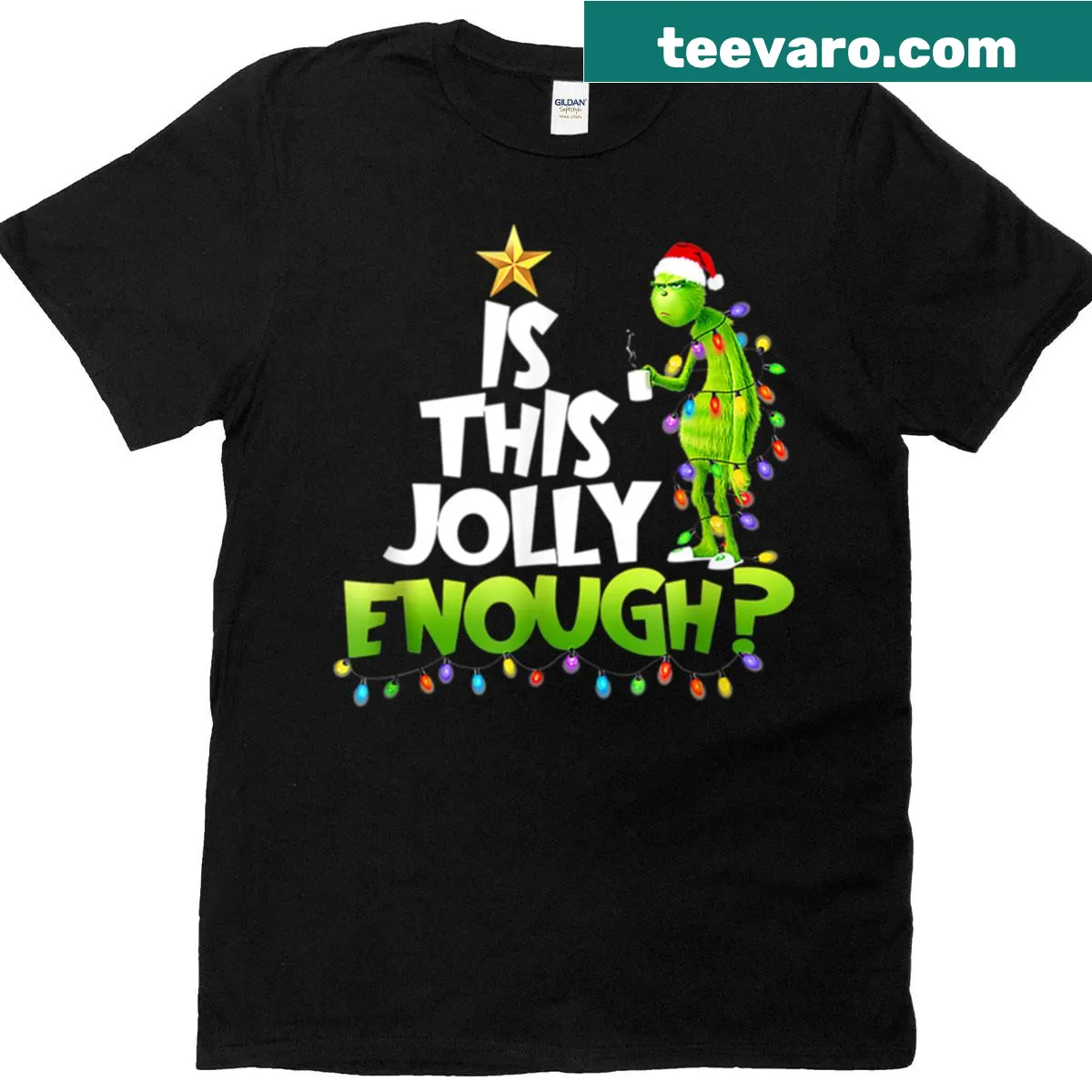 Funny Grinch-themed Christmas T-shirt with humorous text — on a men's t-shirt