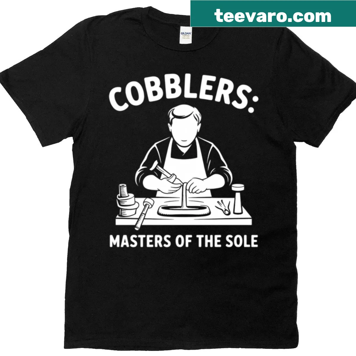 Cobbler-themed t-shirt celebrating the shoe repair profession — on a men's t-shirt