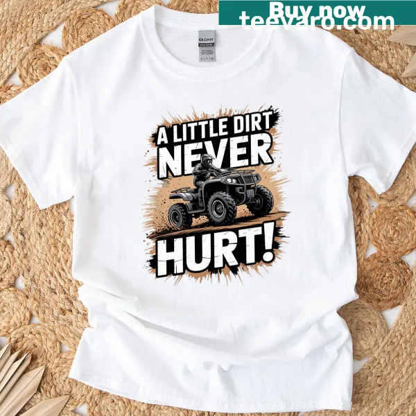 Cartoon graphic of an ATV quad bike design on a t-shirt