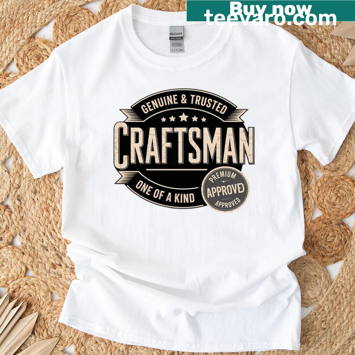 Genuine Craftsman t-shirt with bold typography emphasizing profession — on a men's t-shirt