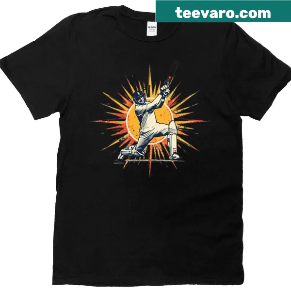 Retro cricket t-shirt celebrating the sport