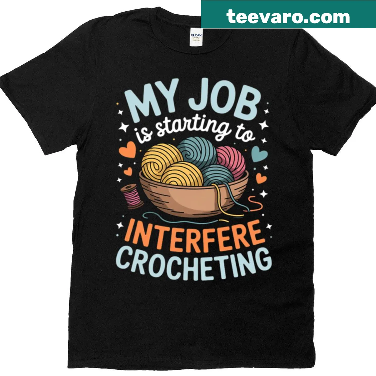 T-shirt for crocheters and crafters with fun typography — on a men's t-shirt