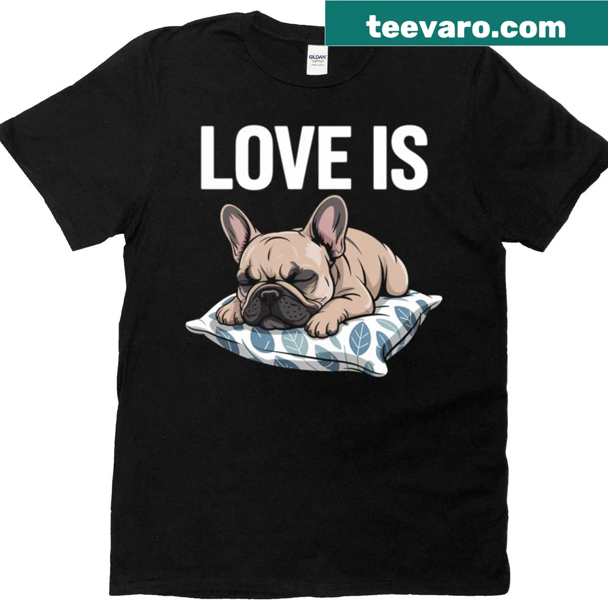 Cute t-shirt featuring a French Bulldog illustration — on a men's t-shirt