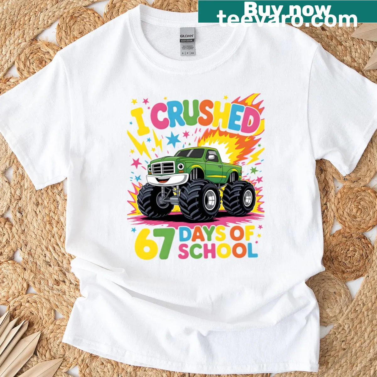 Adorable T-shirt featuring a monster truck design for kids — on a men's t-shirt