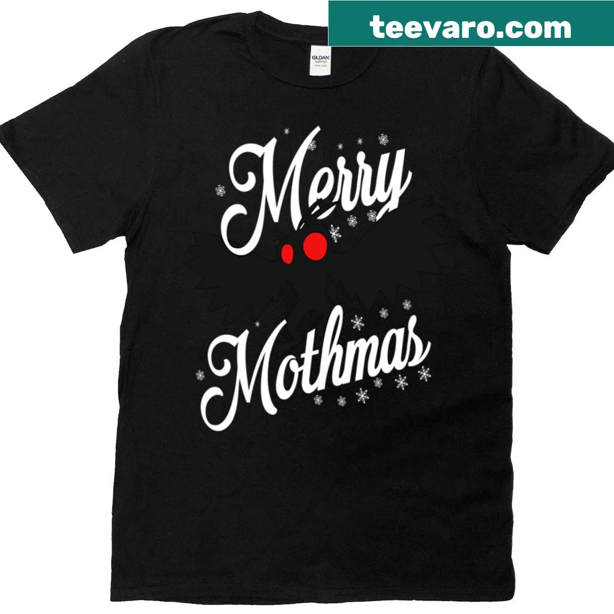 Mothman in Santa outfit on an ugly Christmas t-shirt — on a men's t-shirt