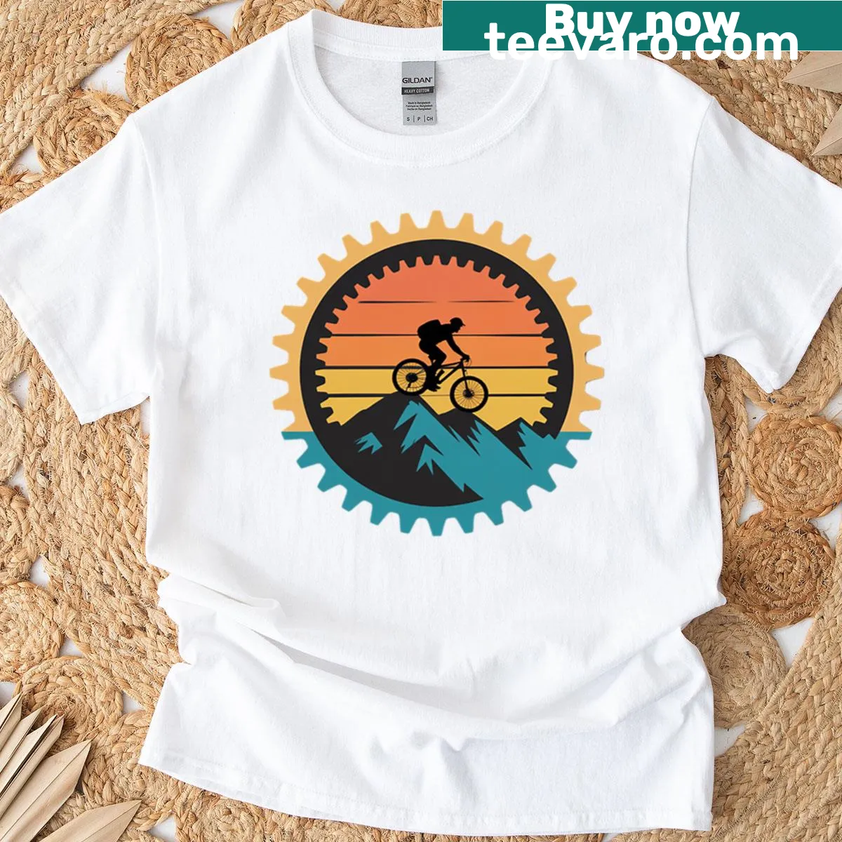 T-shirt with cute mountain bike illustration — on a men's t-shirt