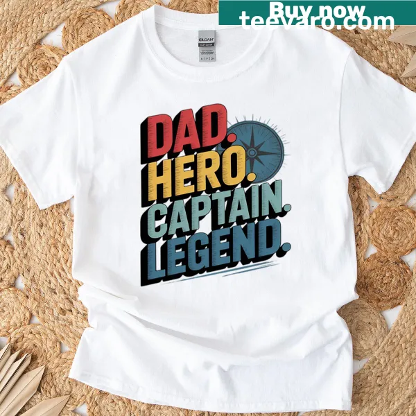 Nautical-themed T-shirt featuring a dad caption with boat graphics