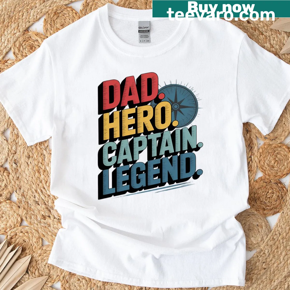 Nautical-themed T-shirt featuring a dad caption with boat graphics — on a men's t-shirt