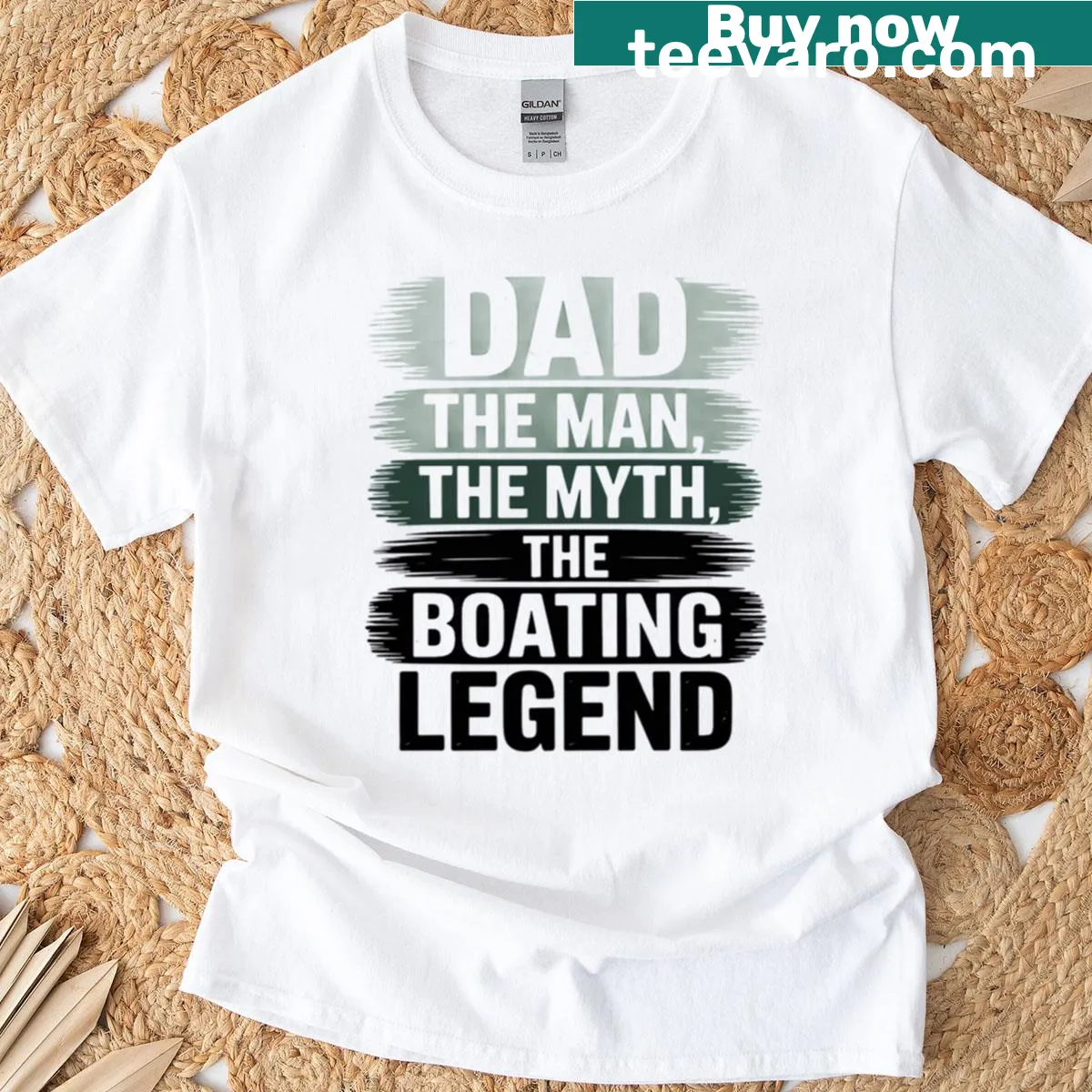 T-shirt for dads featuring 'Dad The Man The Myth The Boating Legend' text — on a men's t-shirt