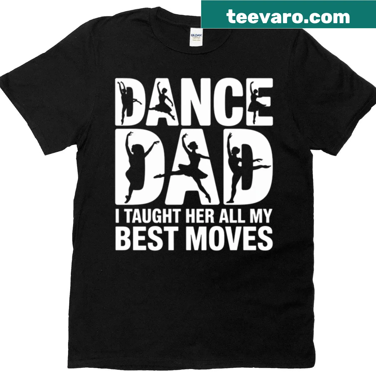 Proud Dance Dad T-shirt featuring a playful message about teaching dance moves. — on a men's t-shirt