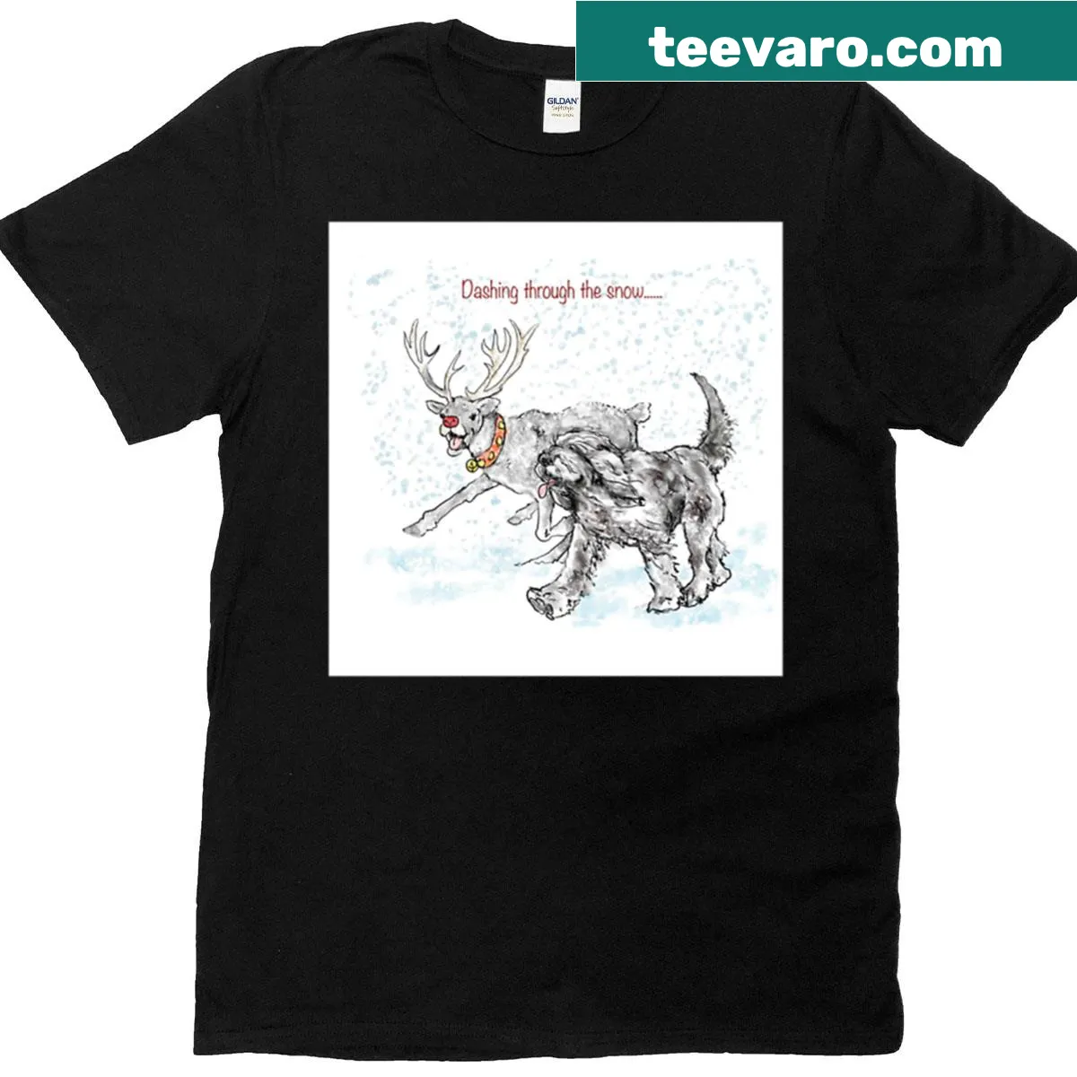 Cute t-shirt featuring an Otterhound illustration — on a men's t-shirt