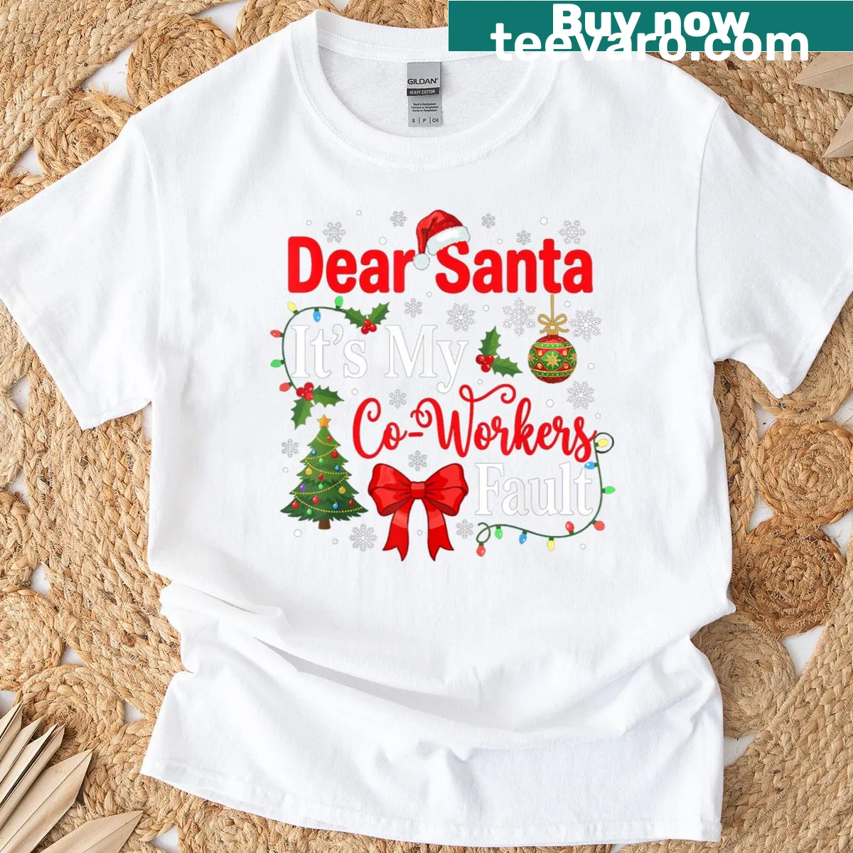 Funny Santa-themed T-shirt with a humorous saying about coworkers — on a men's t-shirt