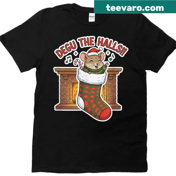 Funny Christmas T-shirt featuring a degu and playful text.