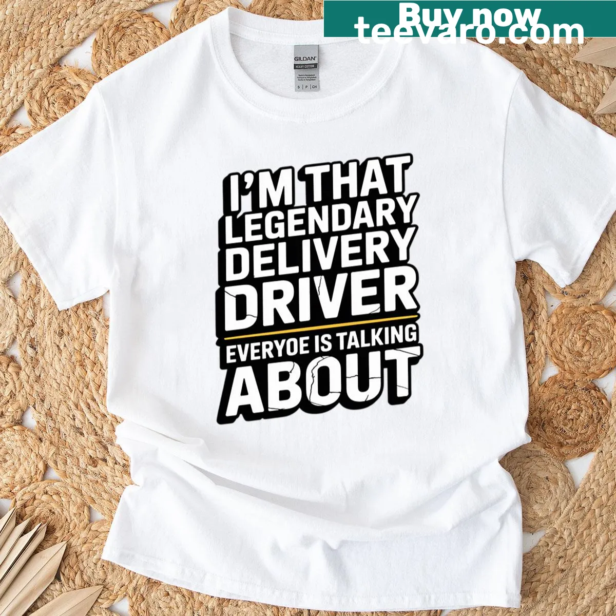 T-shirt for delivery drivers with job title text — on a men's t-shirt