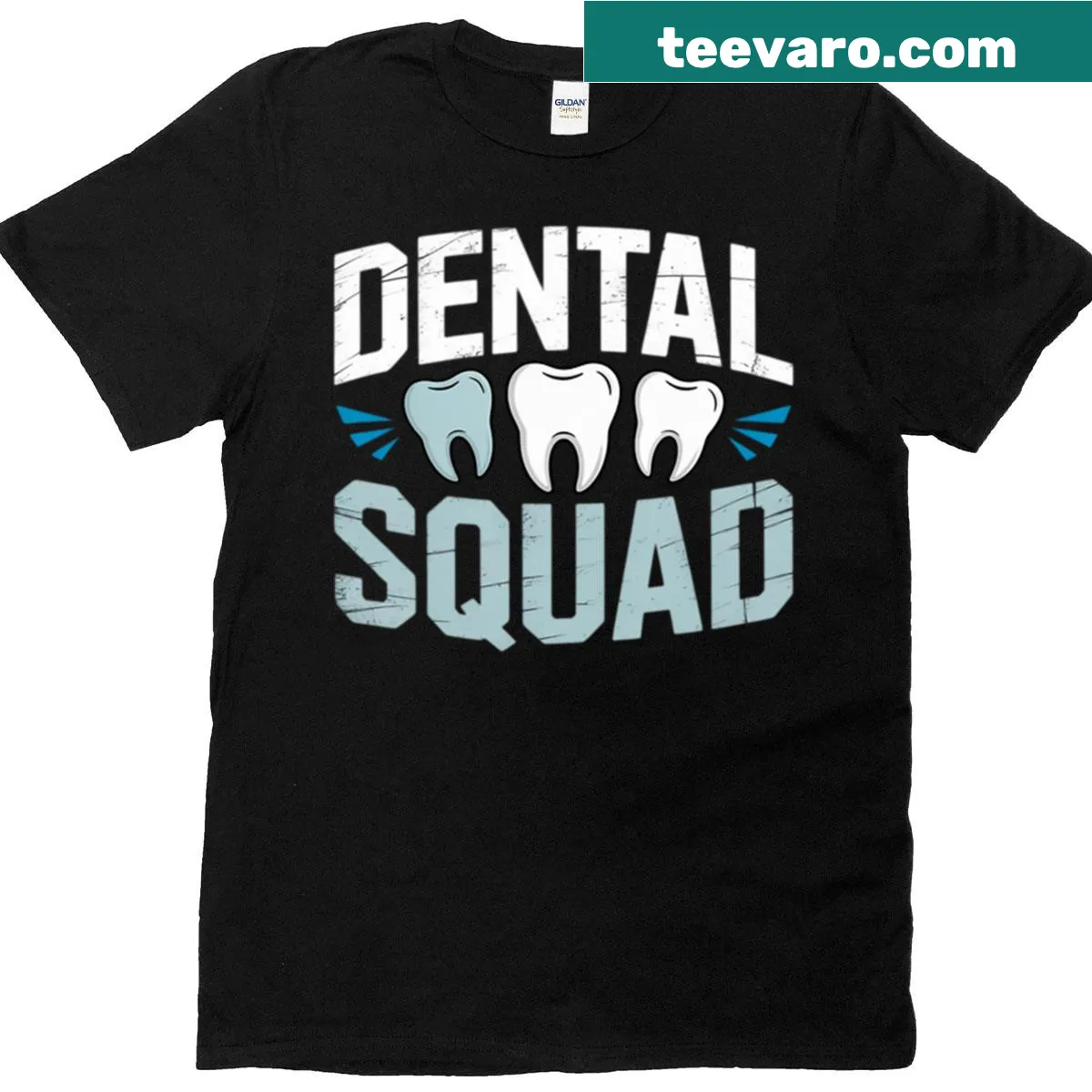 T-shirt with 'Dental Squad' text and graphic of teeth for dental assistants — on a men's t-shirt