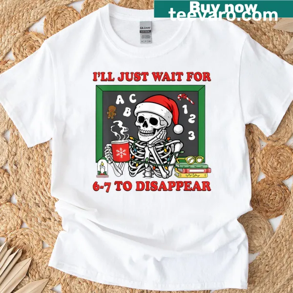Funny Christmas skeleton-themed T-shirt with the number 67