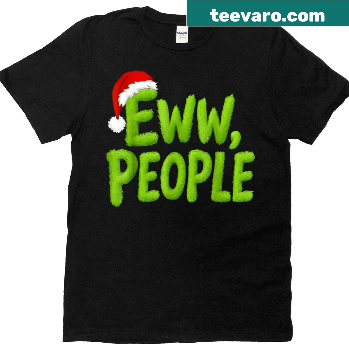 Funny Christmas t-shirt with Santa hat and playful text — on a men's t-shirt
