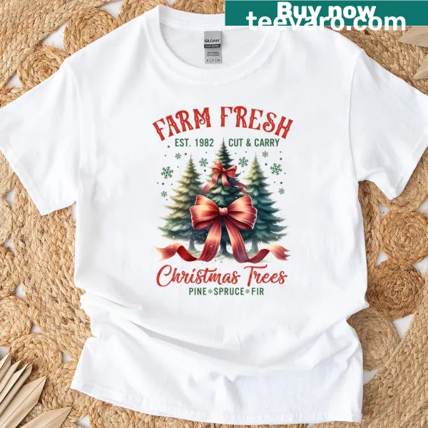 Vintage-style t-shirt with Christmas tree farm design