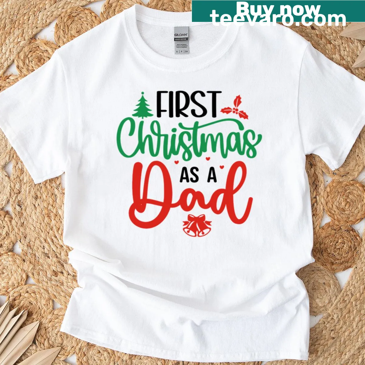 T-shirt for new dads celebrating first Christmas — on a men's t-shirt