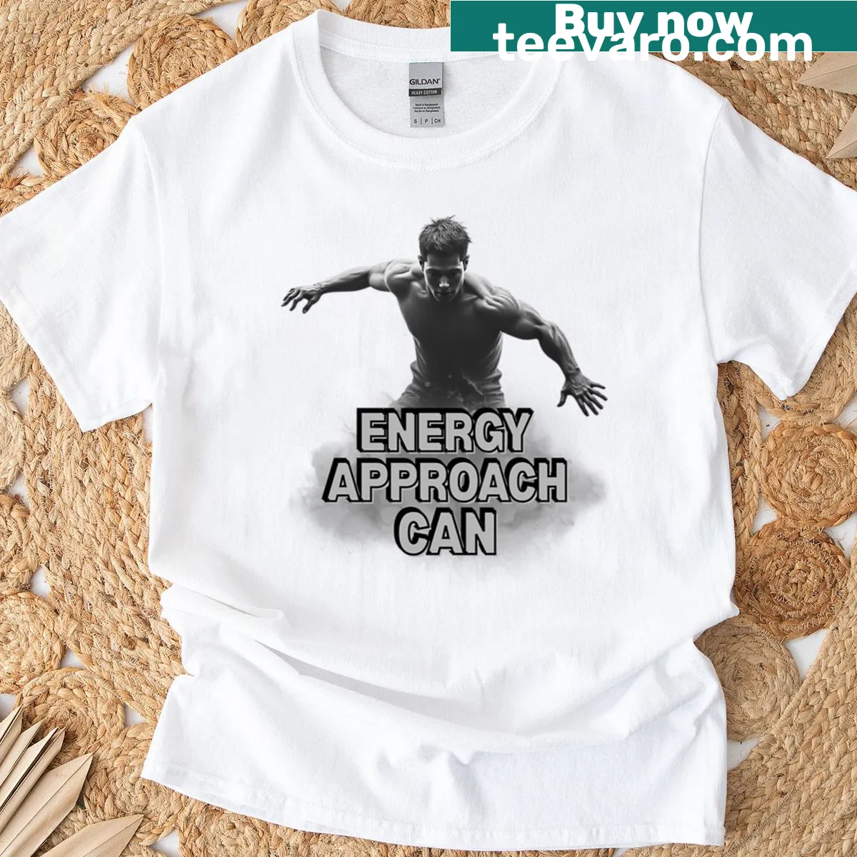 Motivational fitness t-shirt featuring a strong man design — on a men's t-shirt
