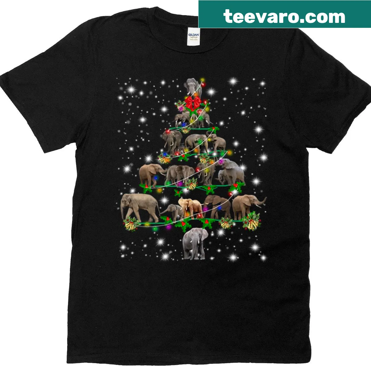 Funny Christmas t-shirt for elephant lovers featuring whimsical design — on a men's t-shirt