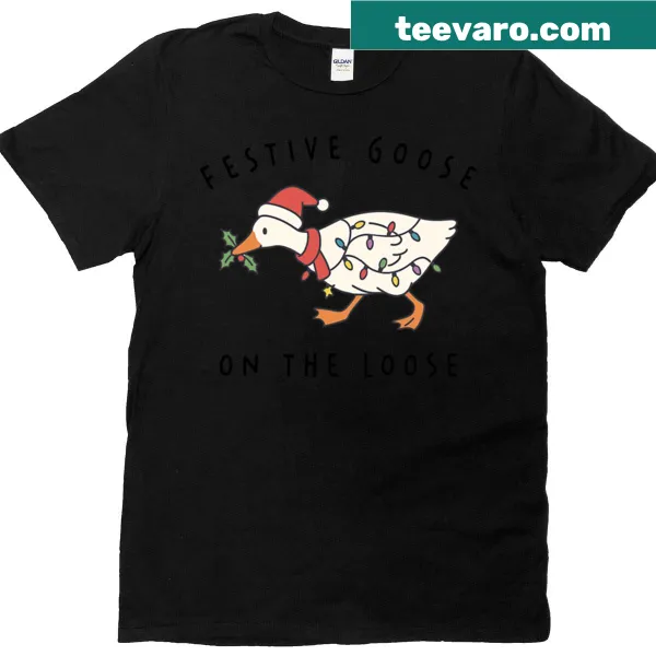 Retro festive goose graphic T-shirt