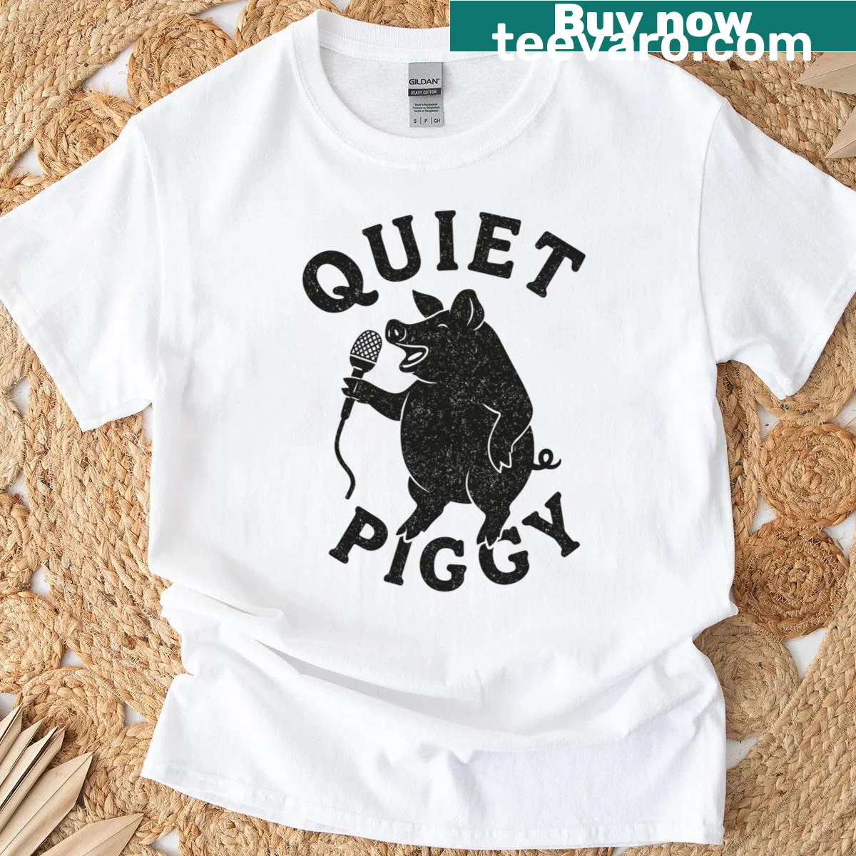 Cartoon piggy graphic on a funny kids t-shirt — on a men's t-shirt