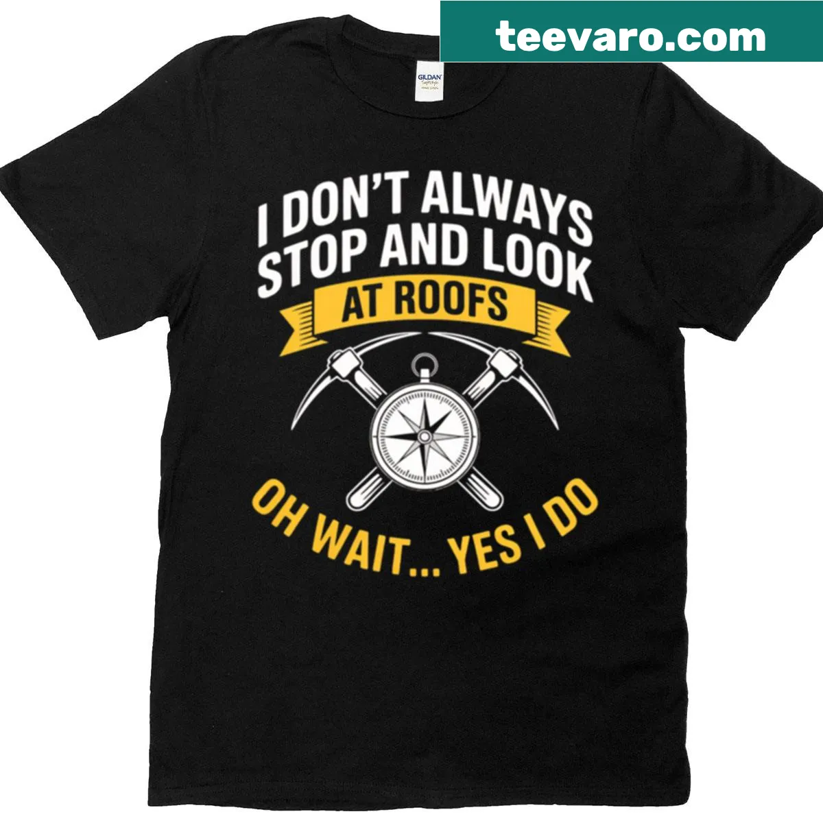 Funny roofing quote T-shirt for roofing enthusiasts — on a men's t-shirt