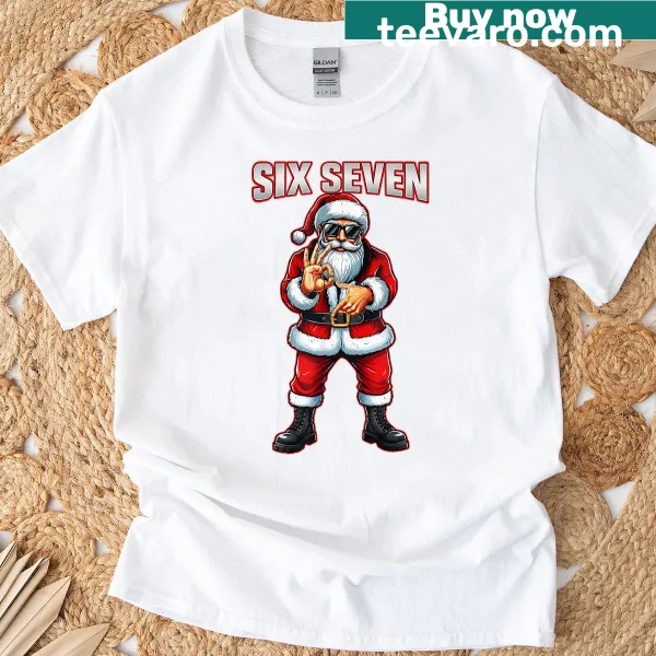 Santa meme shirt with the numbers 6 and 7 in a fun design