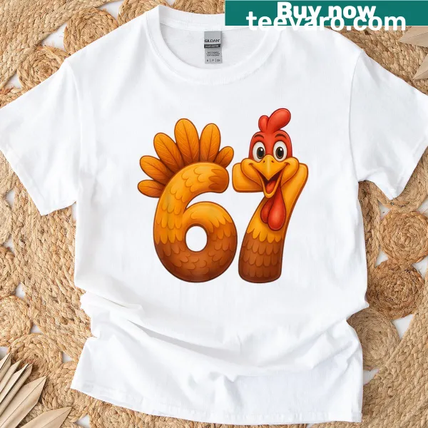 Funny t-shirt featuring Six Seven meme for kids